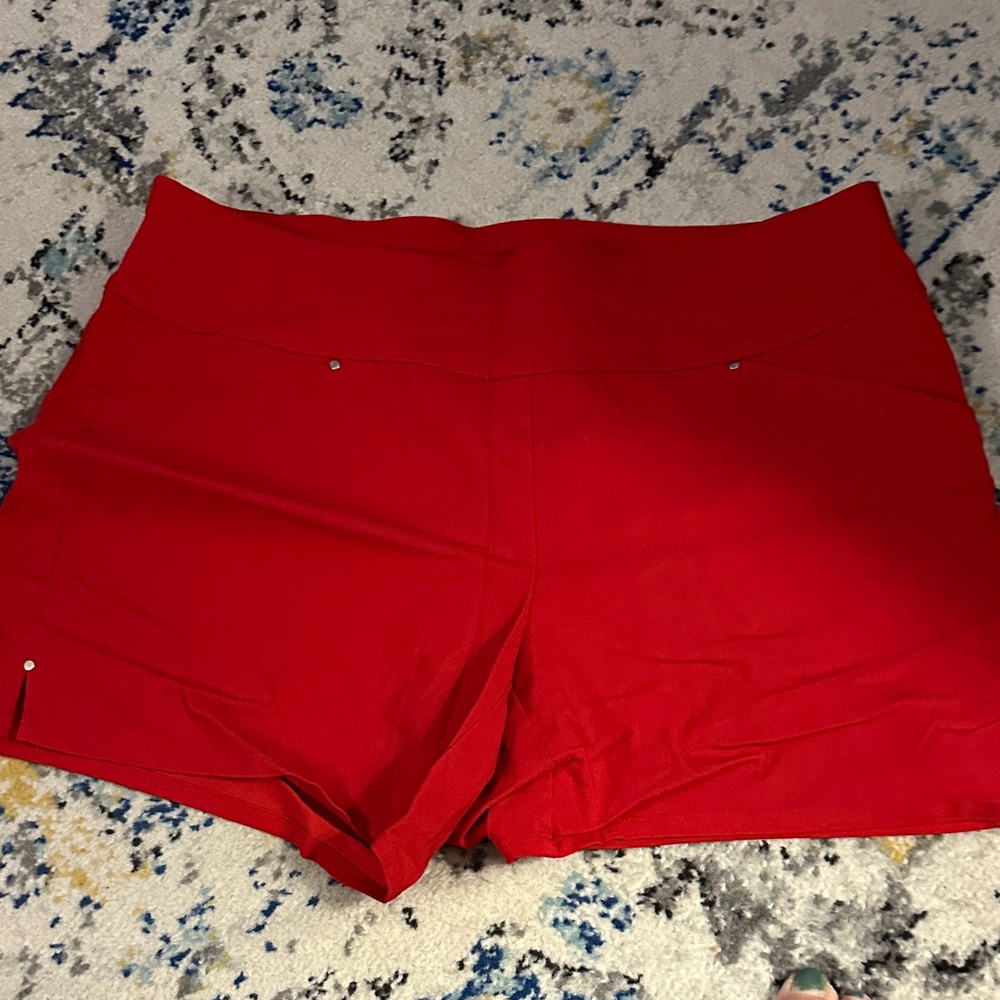 INC International Concepts Red High-Waist Athletic Shorts